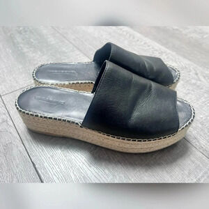 Vagabond Black Leather Platform Celeste Espadrille Size 7